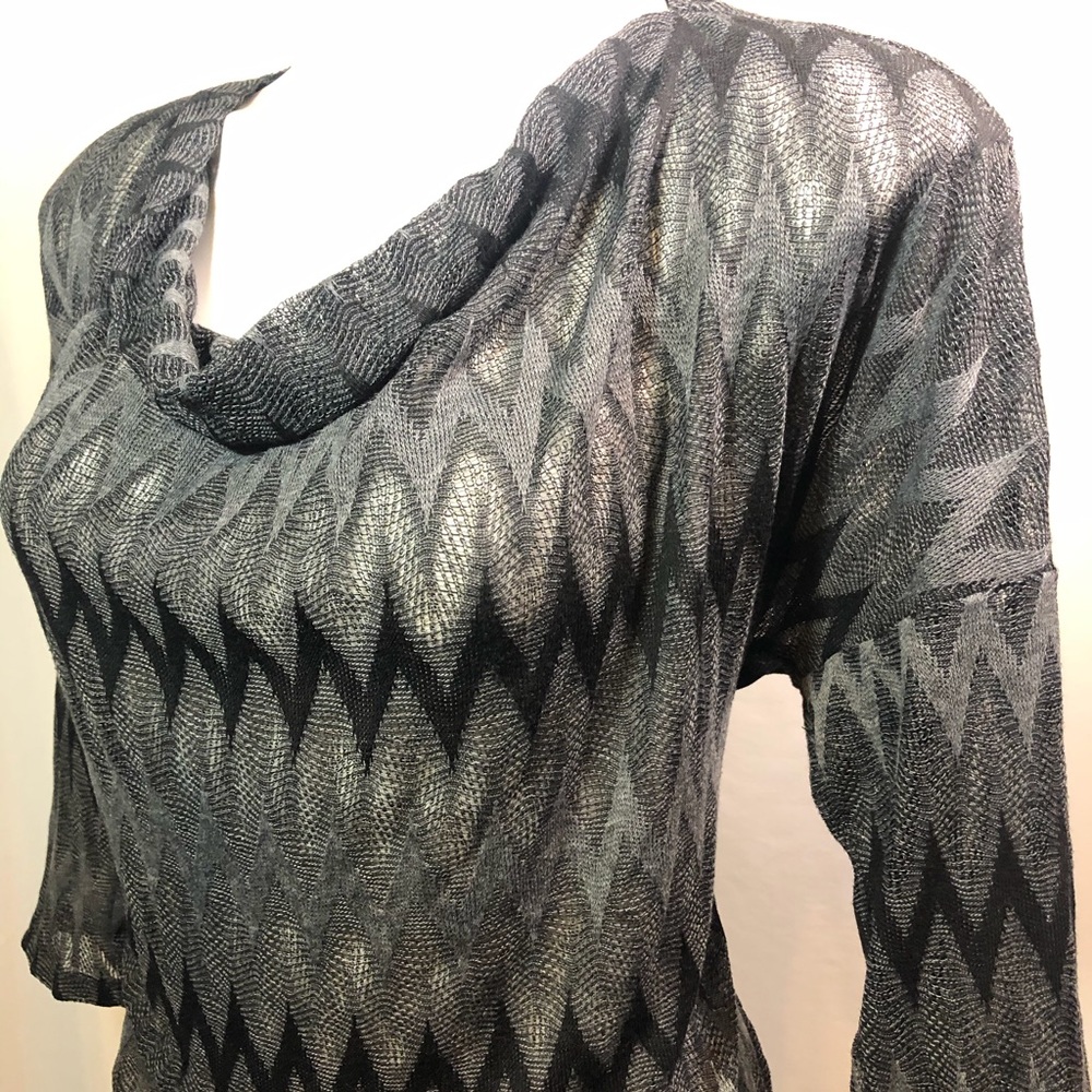 DANA BUCHMAN Sheer Chevron Sweater Size XL